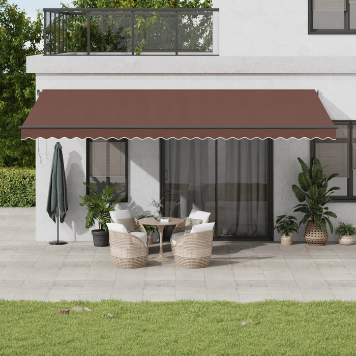 Automatic Retractable Awning with LEDs Brown 600x300 cm