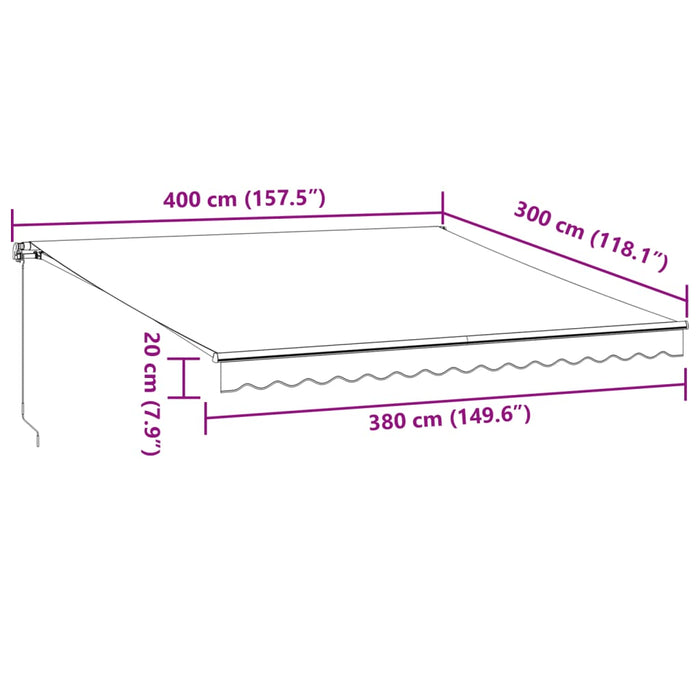 Manual Retractable Awning Anthracite and White 400x300 cm