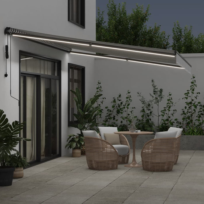 Automatic Retractable Awning with LEDs Anthracite&White 450x300 cm