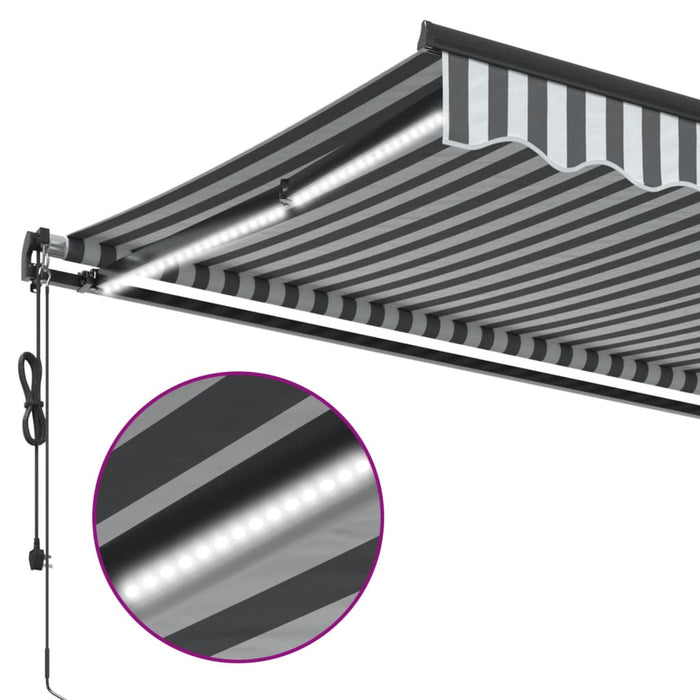 Automatic Retractable Awning with LEDs Anthracite&White 450x300 cm