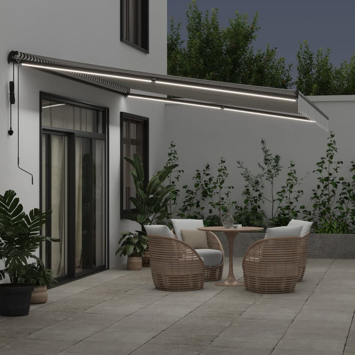 Automatic Retractable Awning with LEDs Anthracite&White 500x300 cm