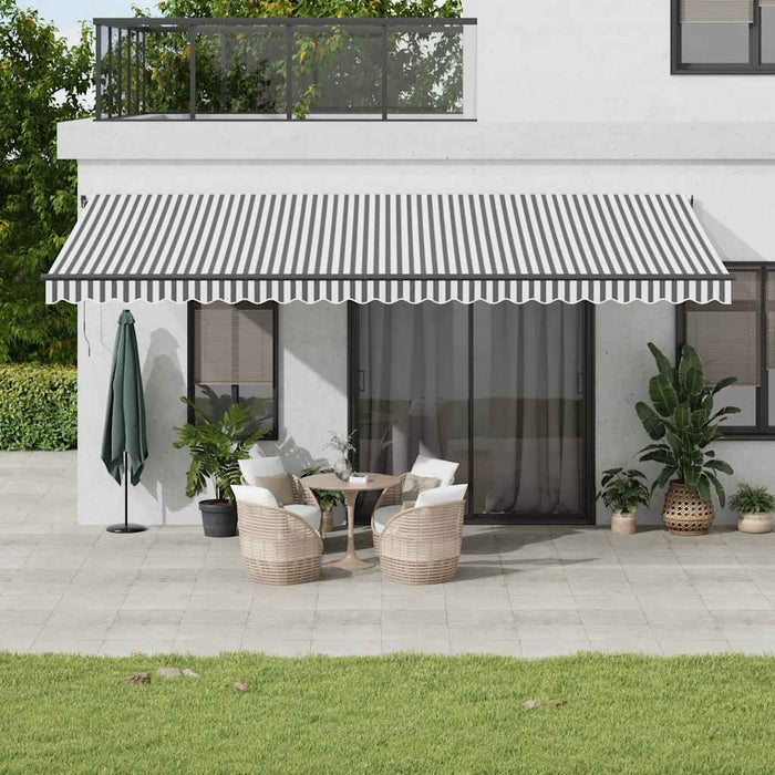 Manual Retractable Awning with LEDs Anthracite&White 600x300 cm