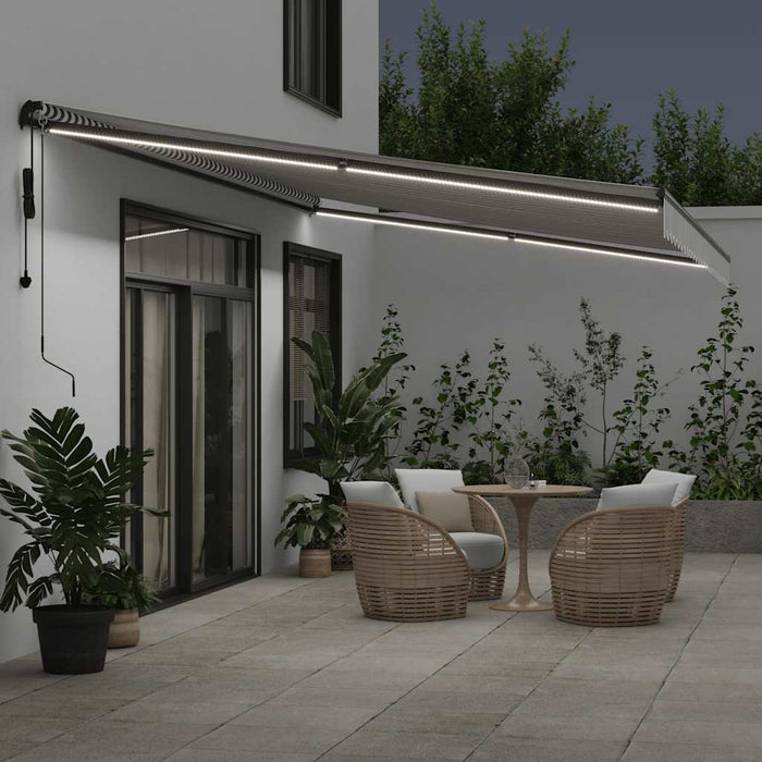 Automatic Retractable Awning with LEDs Anthracite&White 600x300 cm