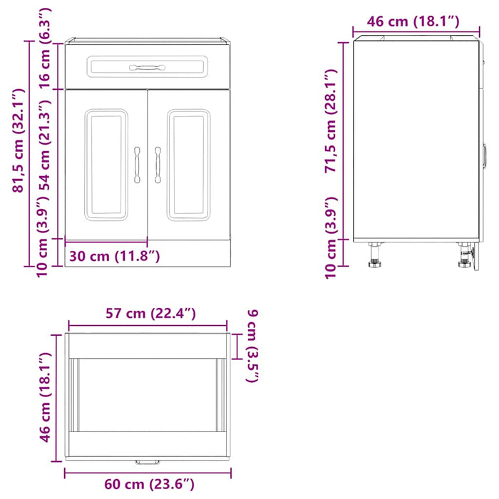 Kitchen Base Cabinet Kalmar White Engineered Wood