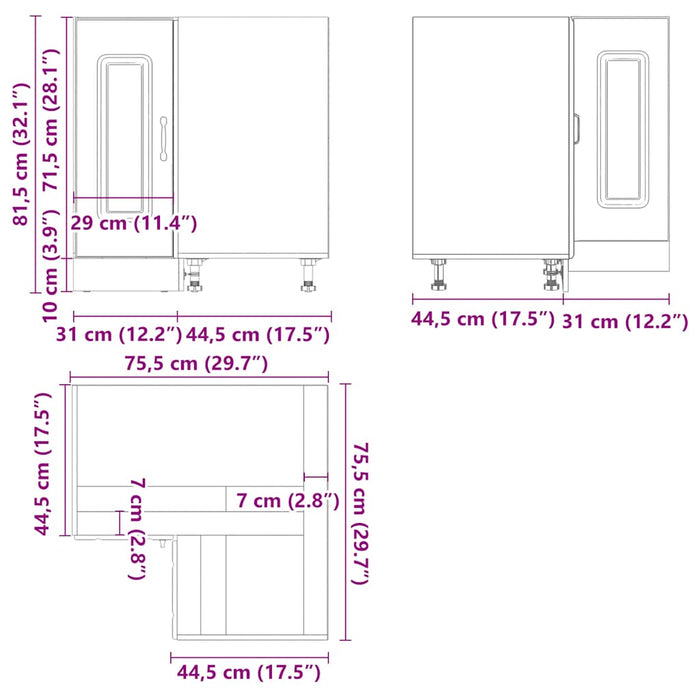 Кухненски ъглов долен шкаф Kalmar White Engineered Wood