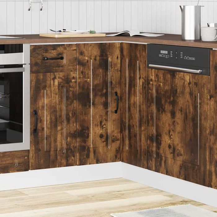 Kitchen Corner Base Cabinet Kalmar Smoked Oak Engineered Wood