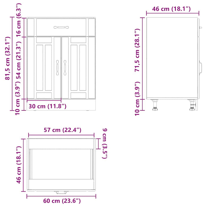 Kitchen Base Cabinet Lucca White Engineered Wood