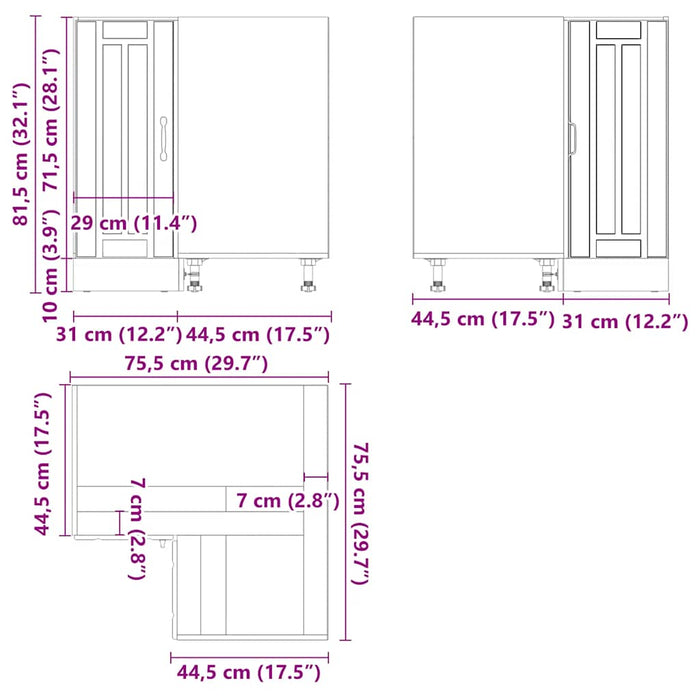 Kitchen Corner Base Cabinet Lucca High Gloss White Engineered Wood