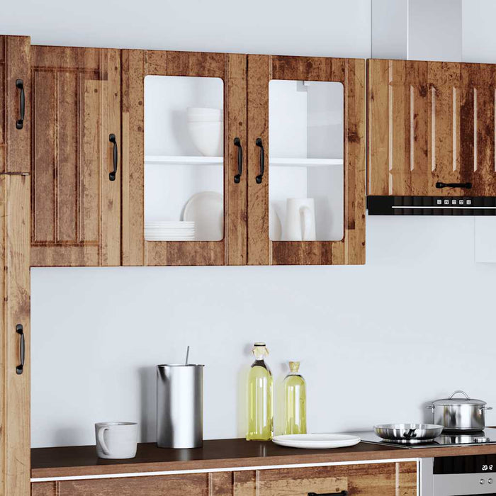 Kitchen Wall Cabinet with Glass Door Lucca Old Wood Engineered Wood