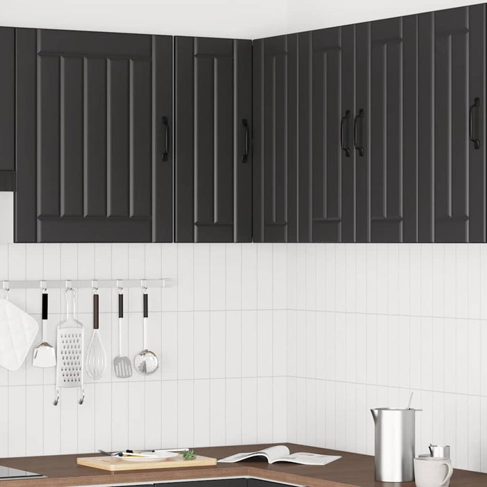 Кухненски стенен ъглов шкаф Lucca Black Engineered Wood