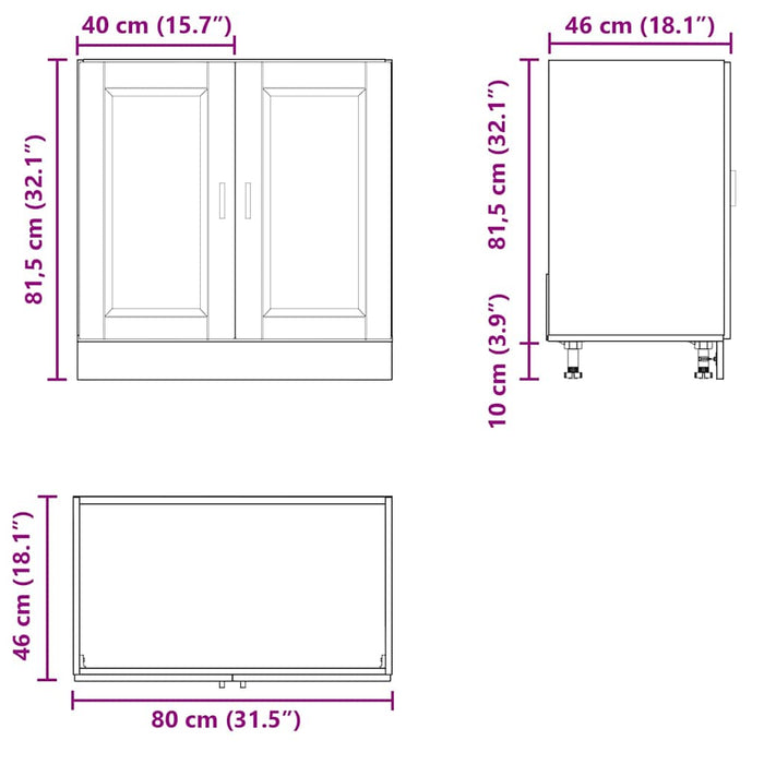 Dulap de bază pentru chiuvetă "Porto" Beton Gri 80x46x81,5 cm Lemn prelucrat