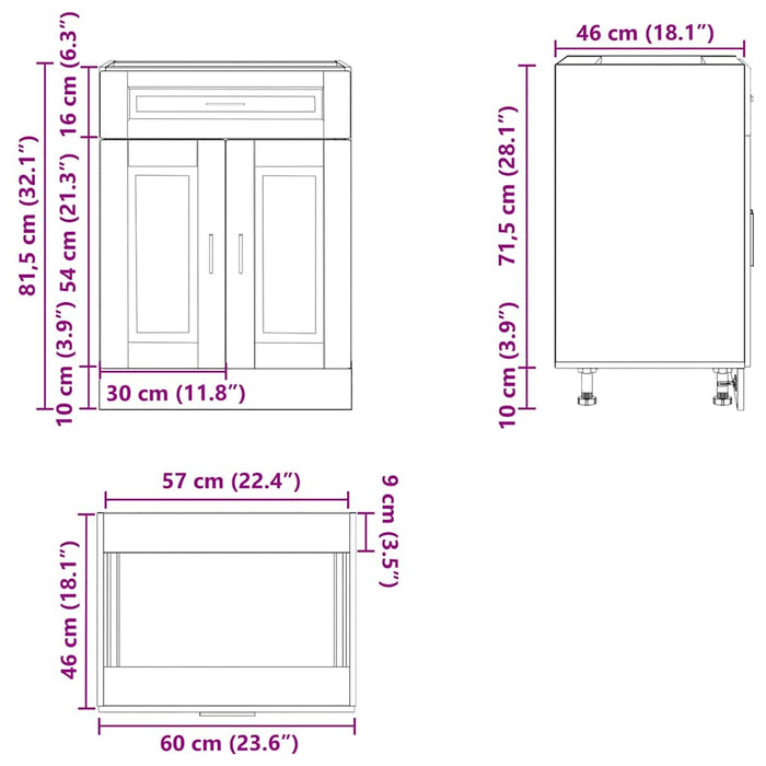 Kitchen Base Cabinet Porto Brown Oak Engineered Wood