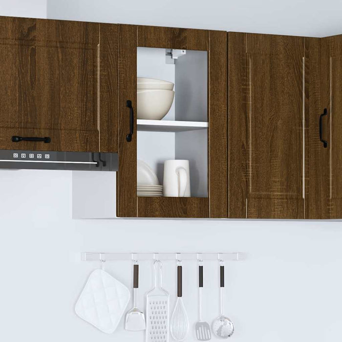 Kitchen Wall Cabinet with Glass Door Porto Brown Oak