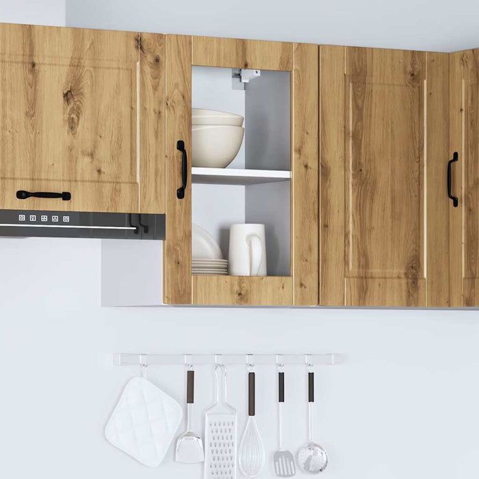 Kitchen Wall Cabinet with Glass Door Porto Artisan Oak