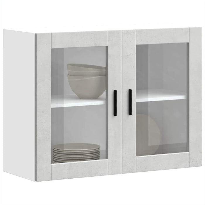 Kitchen Wall Cabinet with Glass Door Porto Concrete Grey