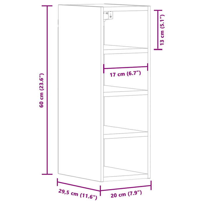 Подвесной шкафчик Grey Sonoma 20x29,5x60 см Инженерное дерево