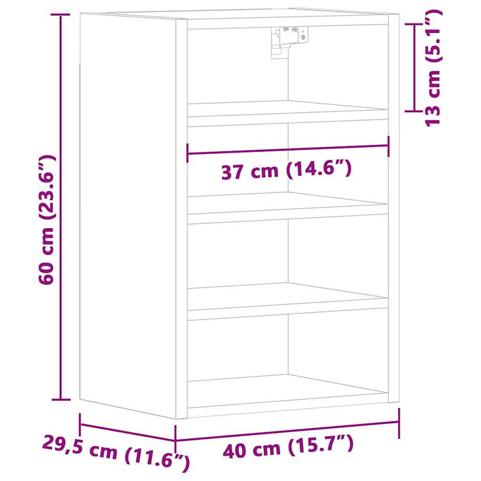 Подвесной шкафчик черный 40x29,5x60 см, инженерная древесина