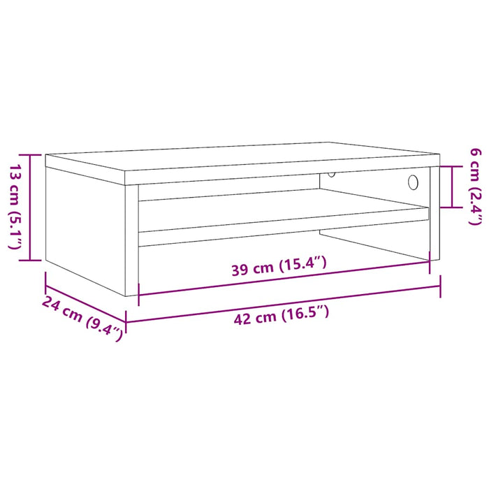 Monitor Stand Artisan Oak 42x24x13 cm Engineered Wood