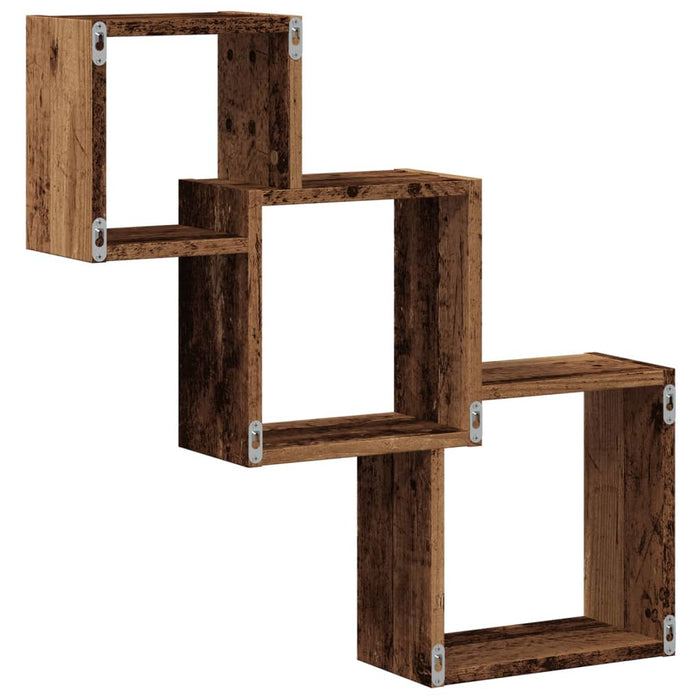 Wall Cube Shelves Old Wood 68x15x68 cm Engineered Wood