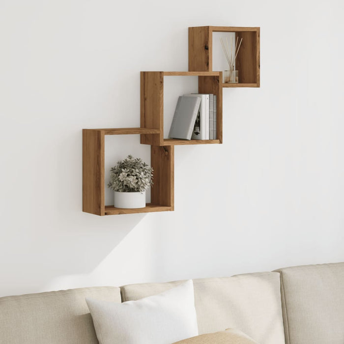 Wall Cube Shelves Artisan Oak 68x15x68 cm Engineered Wood