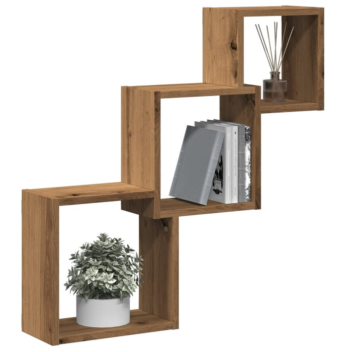 Wall Cube Shelves Artisan Oak 68x15x68 cm Engineered Wood