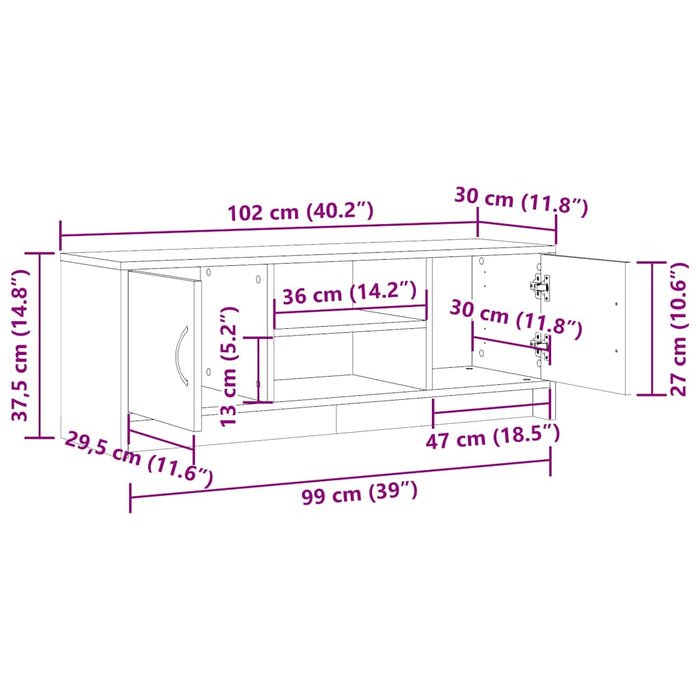 TV Cabinet Old Wood 102x30x37.5 cm Engineered Wood