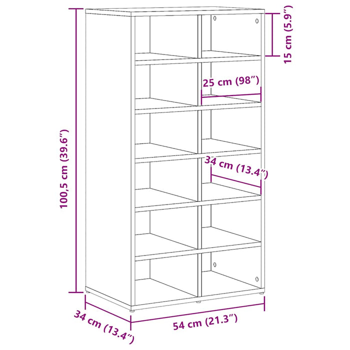 Shoe Rack Old Wood 54x34x100.5 cm Engineered Wood