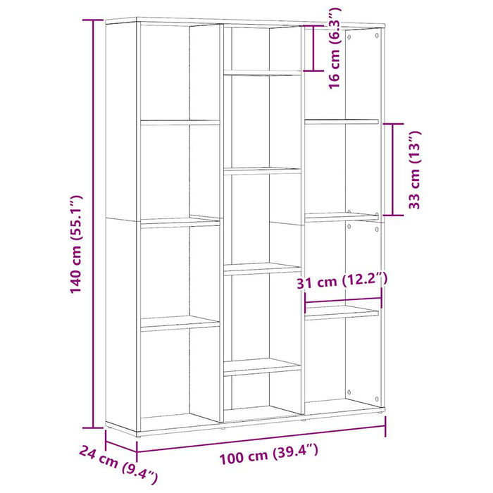 Разделител за стая/Шкаф за книги Artisan дъб 100x24x140 см инженерно дърво