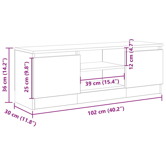 TV Cabinet Old Wood 102x30x36 cm Engineered Wood