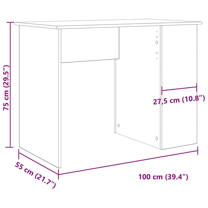 Birou Artisan Stejar 100x55x75 cm Lemn Tehnic