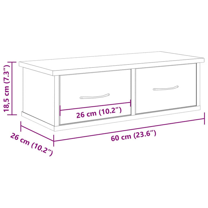 Стенен Шкаф Старо Дърво 60x26x18,5 см Инженерно Дърво