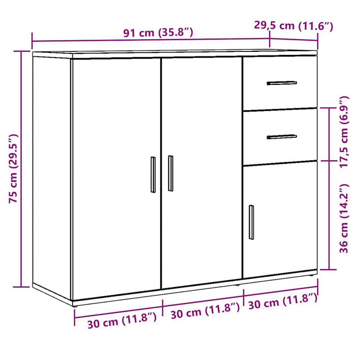 Буфет Old Wood 91x29.5x75 см Инженерная древесина