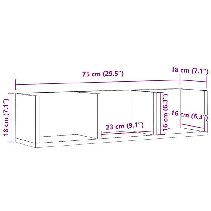 Raft de perete CD Lemn Vechi 75x18x18 cm Lemn de Inginerie