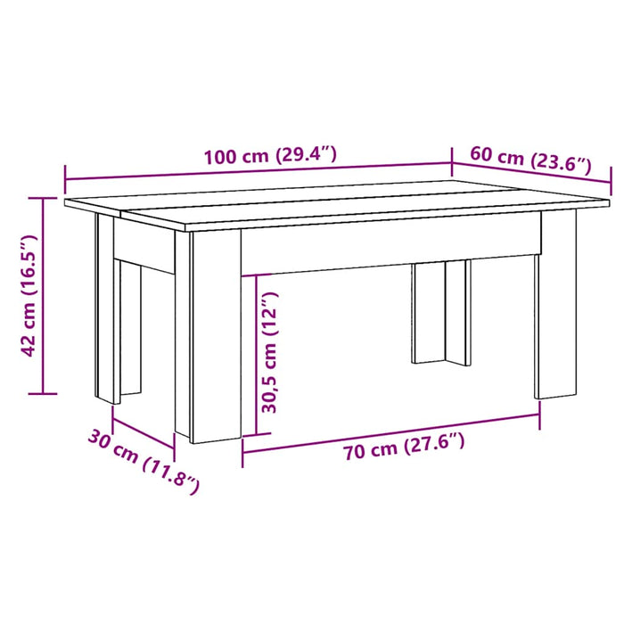 Masuta de cafea Lemn Vechi 100x60x42 cm Lemn de Inginerie