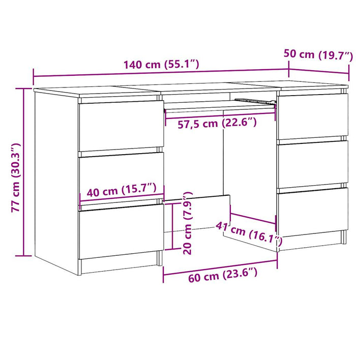 Бюро за писане Старо дърво 140x50x77 cm Проектирано дърво