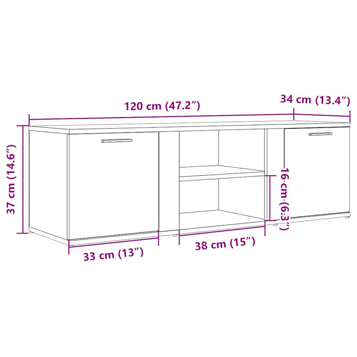 TV Cabinet Artisan Oak 120x34x37 cm Engineered Wood