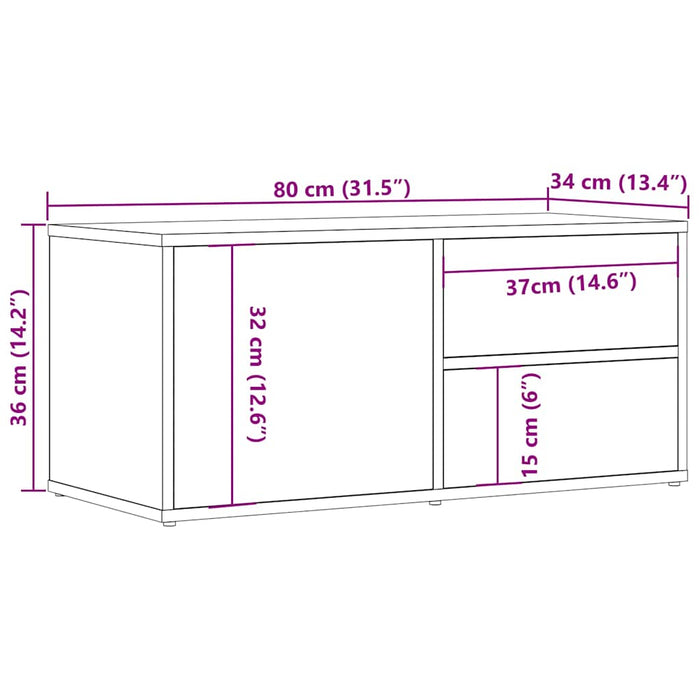 TV Cabinet Old Wood 80x34x35.5 cm Engineered Wood