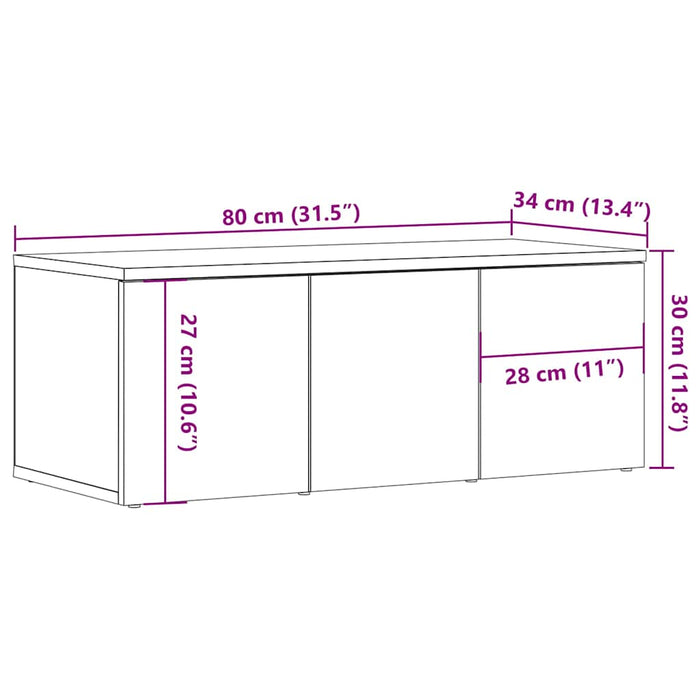 TV Cabinet Old Wood 80x34x30 cm Engineered Wood