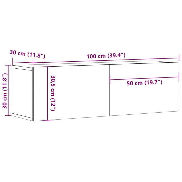 Wall Mounted TV Cabinet Old Wood 100x30x30 cm Engineered Wood