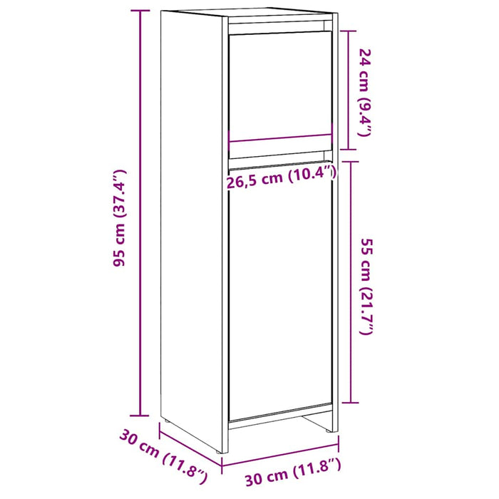 Шкаф за баня Бетон Сив 30x30x95 см Инженерно дърво