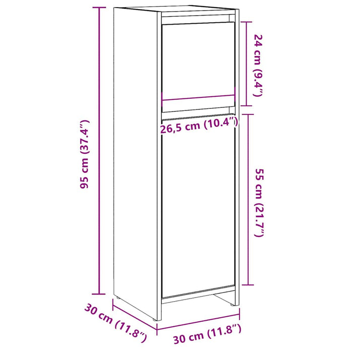 Bathroom Cabinet Old Wood 30x30x95 cm Engineered Wood