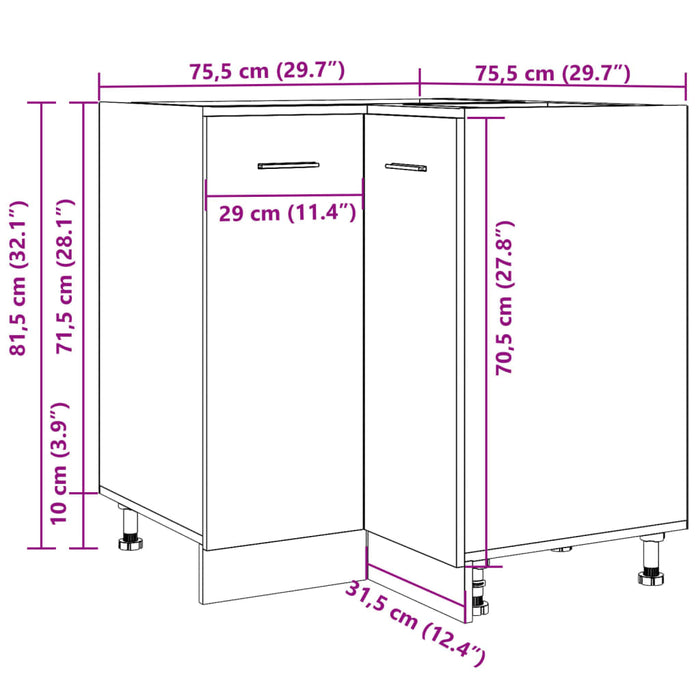 Кухненски шкаф от старо дърво 75,5x75,5x81,5 см инженерно дърво