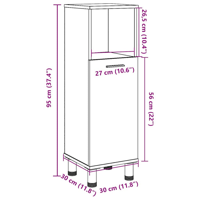 Bathroom Cabinet Artisan Oak 30x30x95 cm Engineered Wood