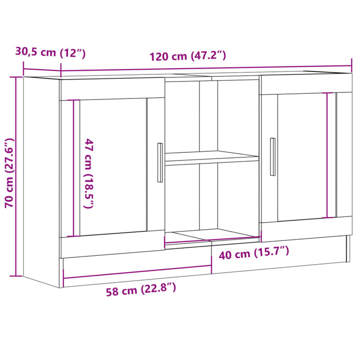 Бюфет занаятчийски дъб 120x30,5x70 см Инженерно дърво