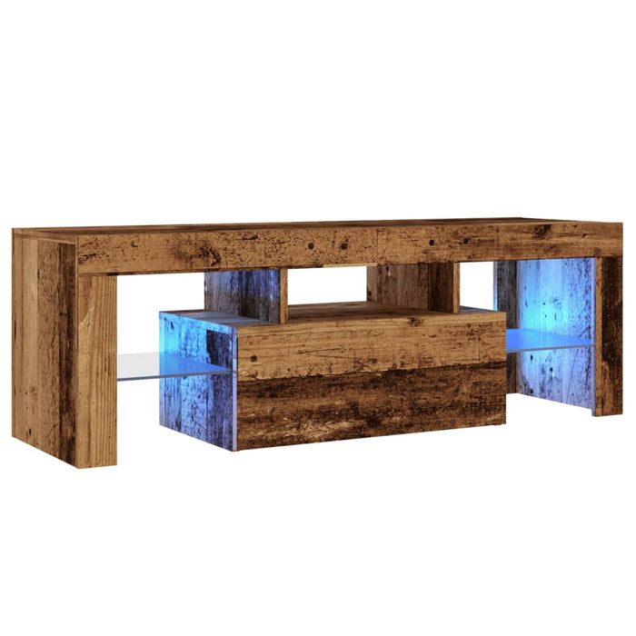 TV Cabinet with LED Lights Old Wood 120x36.5x40 cm Engineered Wood