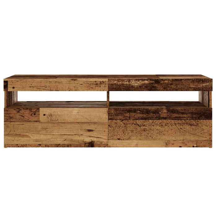 TV Cabinet with LED Lights Old Wood 120x35x40 cm Engineered Wood