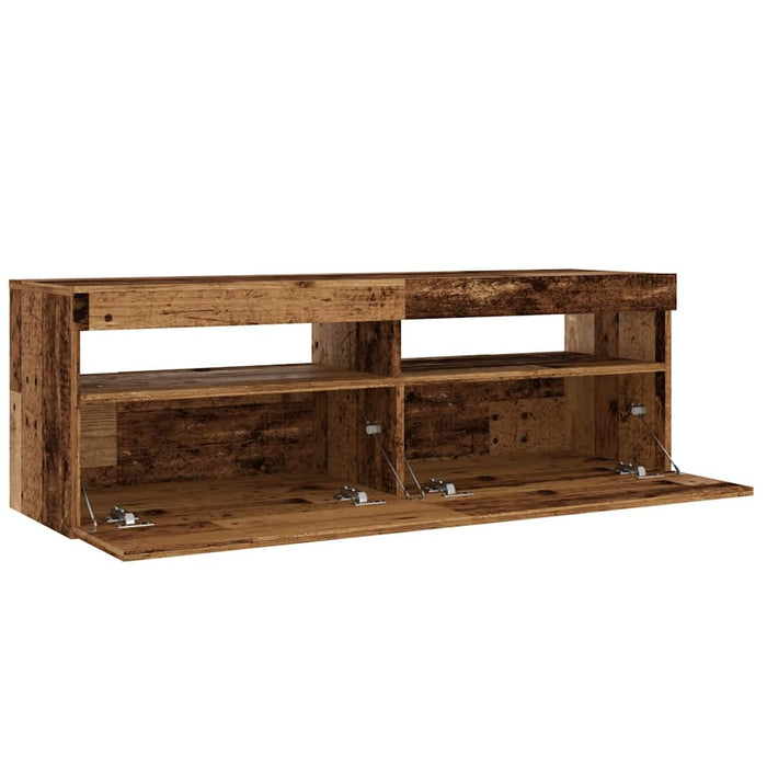 TV Cabinet with LED Lights Old Wood 120x35x40 cm Engineered Wood