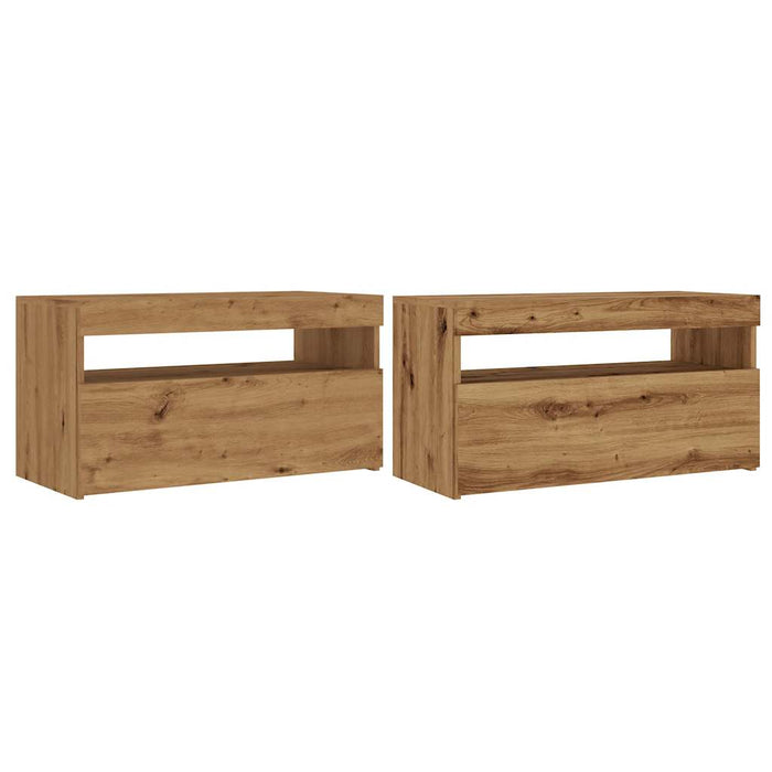 TV Cabinets with LED Lights 2 pcs Artisan Oak Engineered Wood