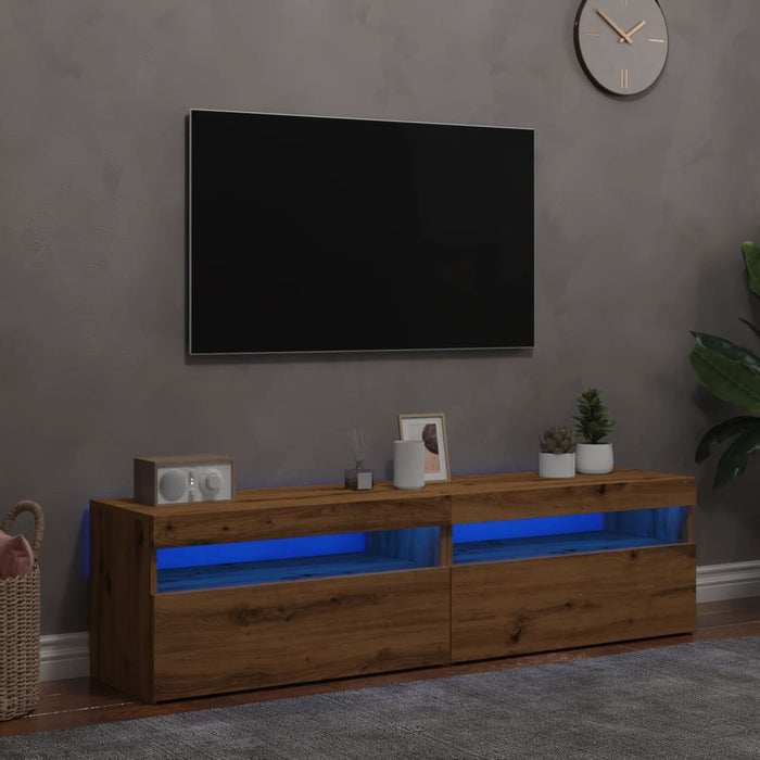 TV Cabinets with LED Lights 2 pcs Artisan Oak Engineered Wood