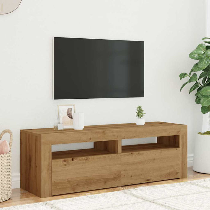 Тумба под телевизор со светодиодной подсветкой Artisan Oak 120x35x40 см Инженерная древесина